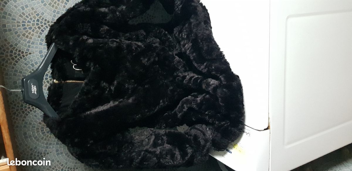Magnifique Manteau Veste Fausse Fourrure noir Zara T.36 S (image 10)