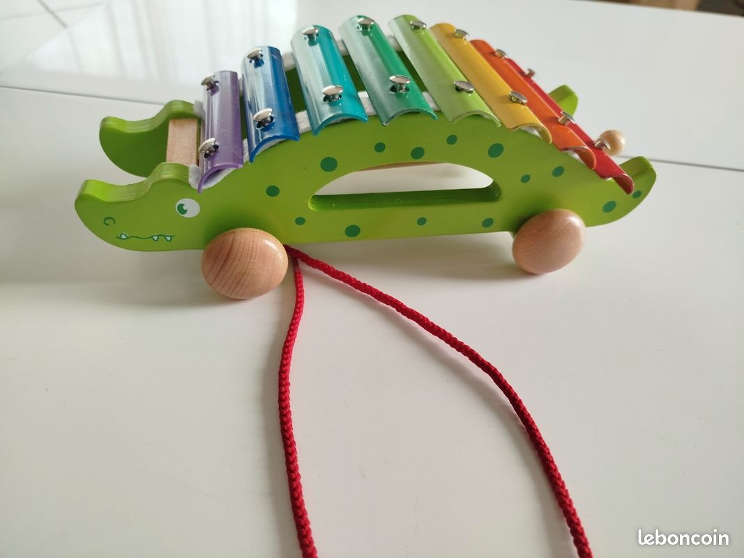Xylophone enfant crocodile en bois à tirer (image 2)