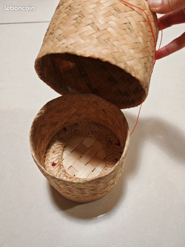 Panier Cuisson Vapeur Bambou Moyen Traditionnel - Idéal Riz Gluant Thaïlandais