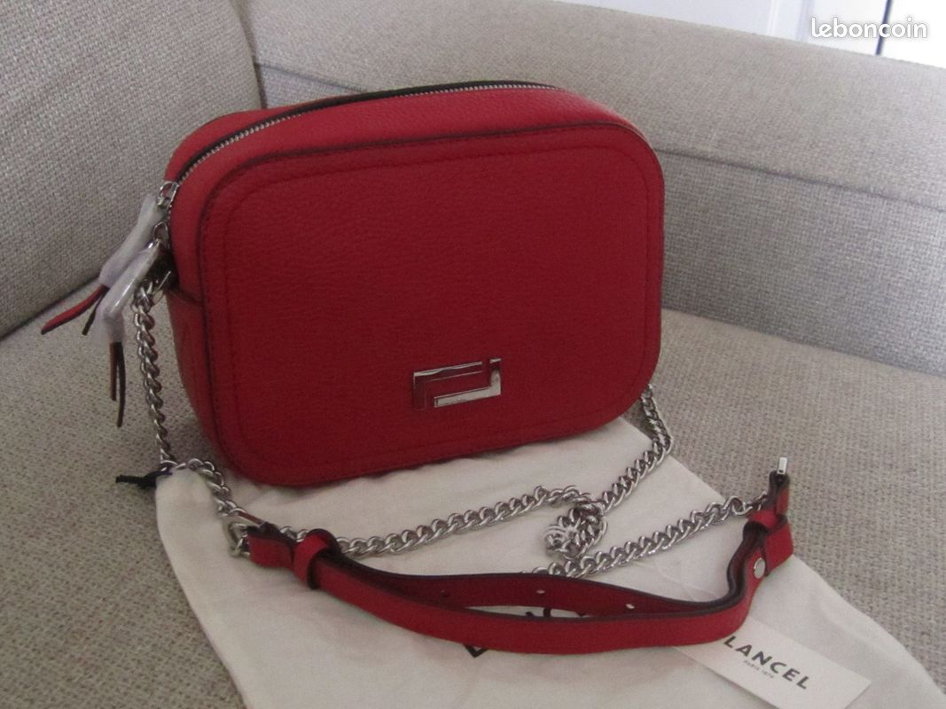 Sac camera Lancel rouge cuir (image 2)