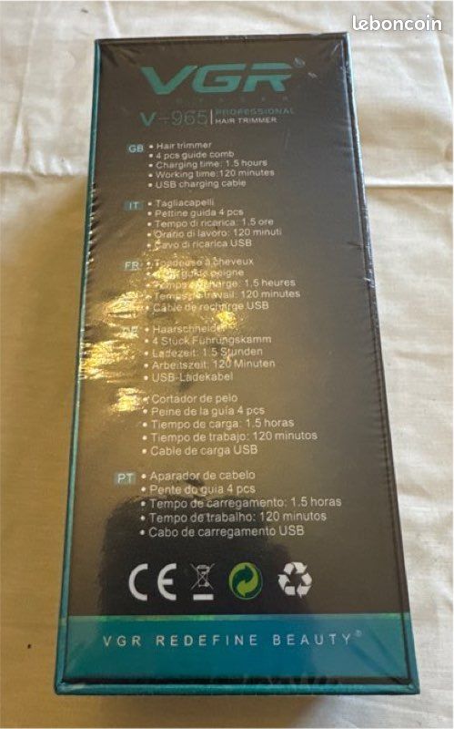Tondeuse Cheveux VGR V-965 Or - Rechargeable, Sans Fil, Lavable, Neuve