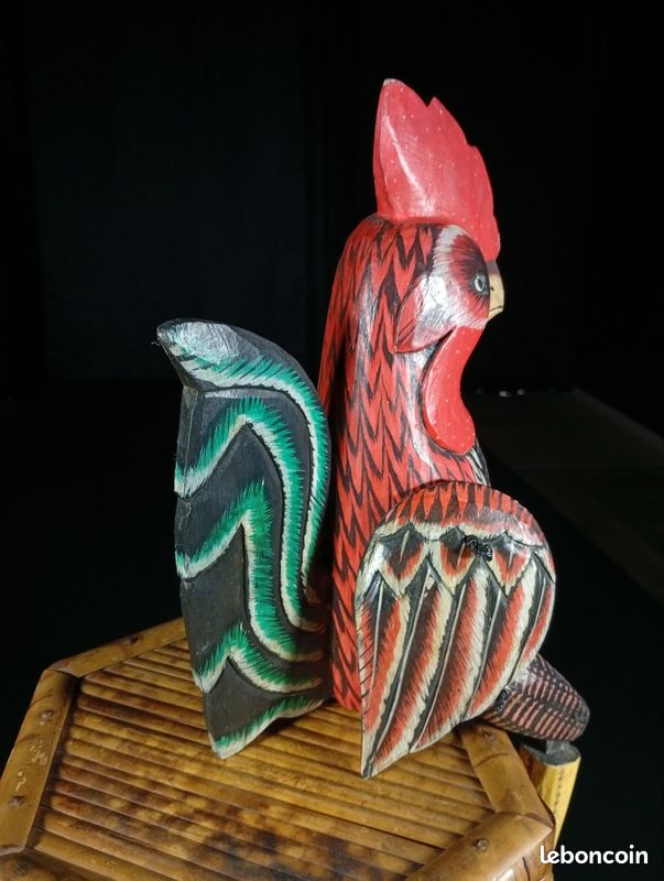 Gros Coq En Bois – Travail Artisanal Français – Décoration Occasion