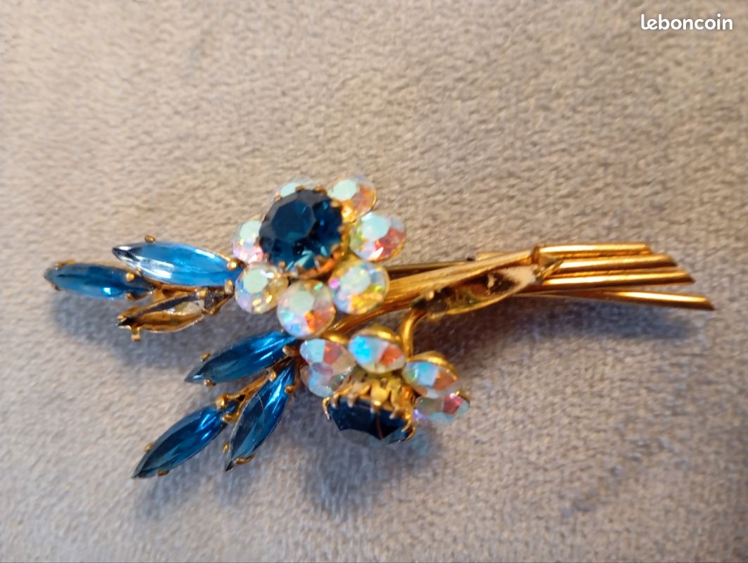 BROCHE RONDE ANCIENNE PERLES EN OR 18K
