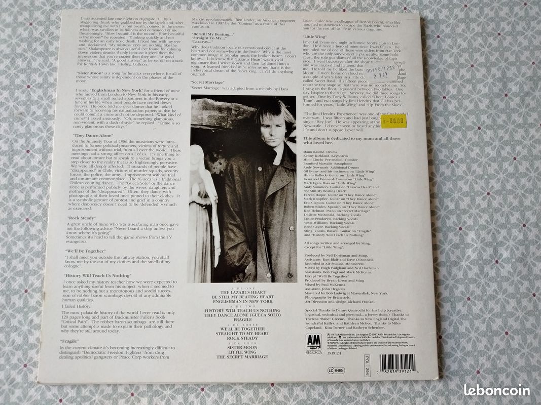2X33T Sting Nothing like a sun (1987 original TBE) (image 3)
