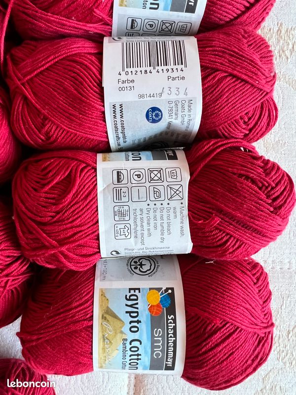 16 pelotes coton mercerisé « Egypto Cotton » couleur rouge (Farbe 131) (image 2)