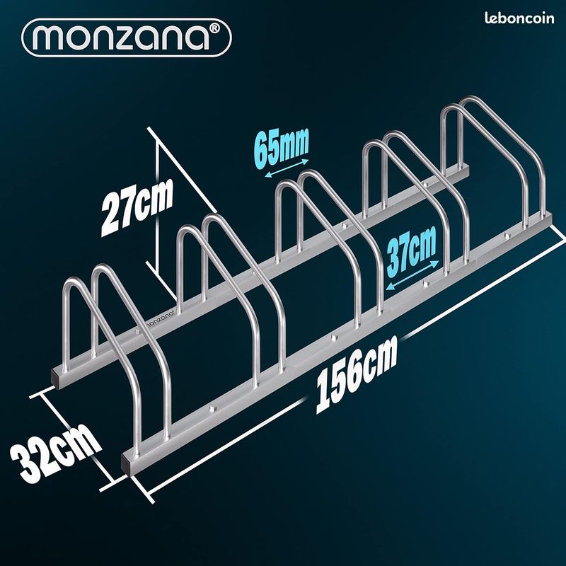 Monzana Râtelier 5 vélos métal support de rangement pneu 65 mm max range-vélos support rangement vélo VTT enfants BMX (image 2)