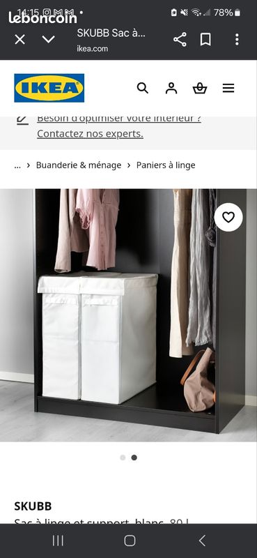 Panier à linge blanc skubb neuf dans emballage Ameublement