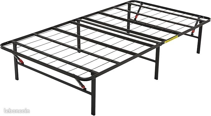 Amazon Basics Cadre de lit pliable - Montage sans outil - Rangement sous le lit , Lit simple, 90 x 190 x 35.5 cm, Noir (image 1)