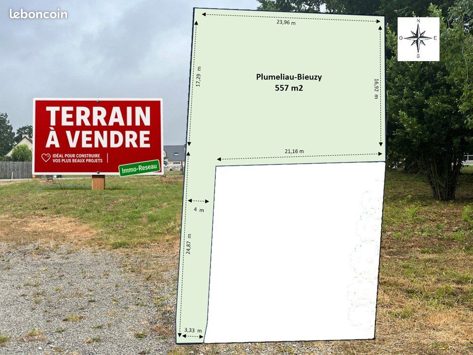 Terrain 557 m² PLUMELIAU · à Pluméliau-Bieuzy · 49 550 €