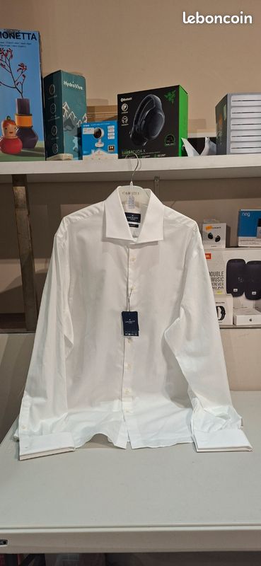 Chemise HACKETT Blanche Élégante en Coton homme taille 42. 9577 (image 1)