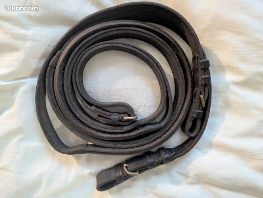 Rênes De Cheval En Cuir Tressé – Longueur 54" – Largeur 5/8" – Marron