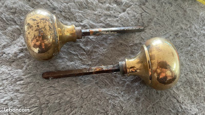 2 poignées de porte en laiton doré (image 2)