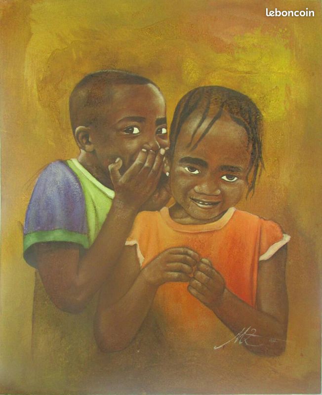 Peinture acrylique unique : "Le Secret" - Sur toile 90x73 cm (image 2)