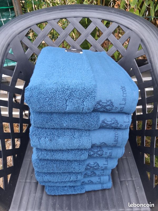 Lot de 8 drap de bain bleu christian lacroix neuf 70x140 (image 1)