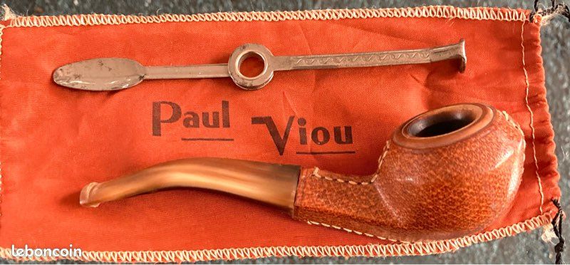 Pipe courbe gainée de cuir Paul Viou (image 1)