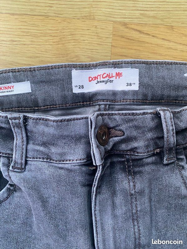 Jean Déchiré (Destroyed) Jennyfer - Taille 38, Coupe Skinny, Bleu (Occasion Très Bon État)