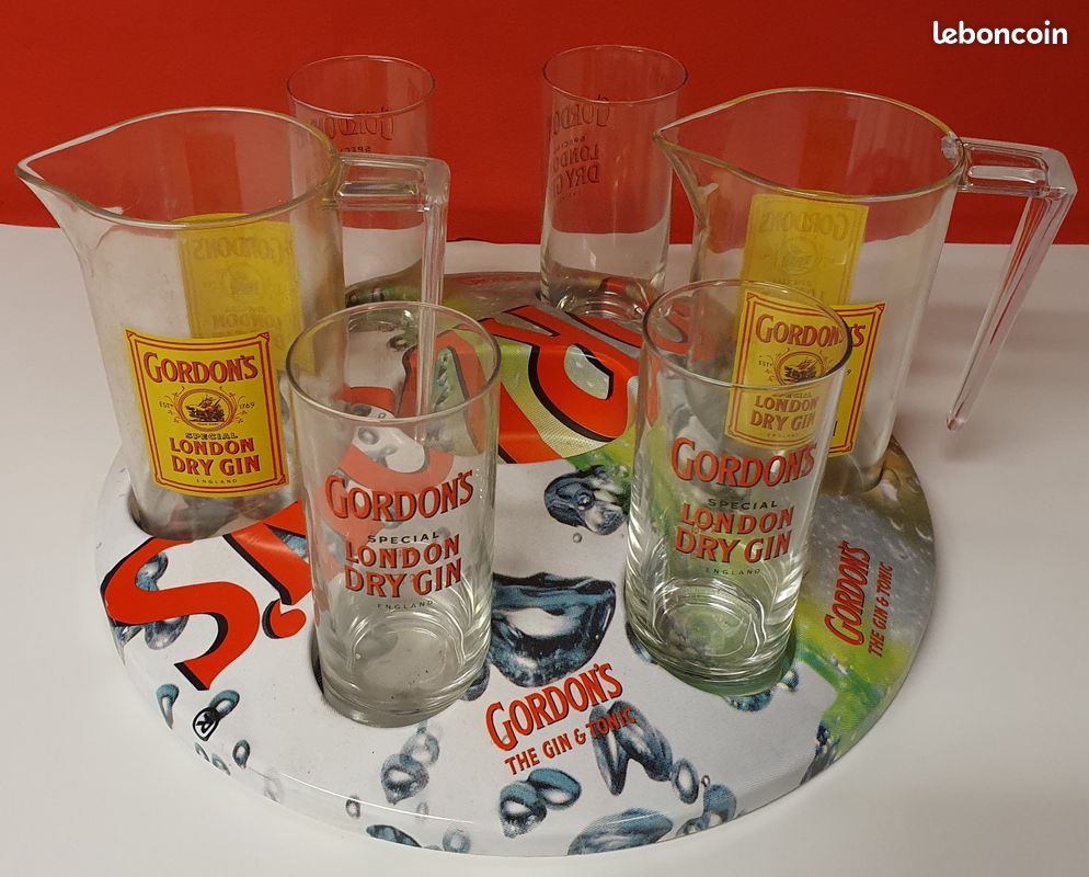 Ensemble verres carafes plateau Gordon's (image 1)
