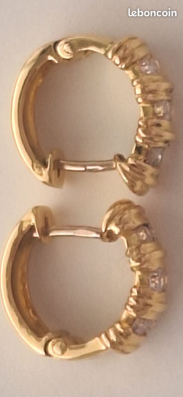 EXC. ÉTAT - ✨️ MAGNIFIQUES BO à CLIPS en OR 18 K & 💎 DIAMANTS 0.80 Carats (image 5)