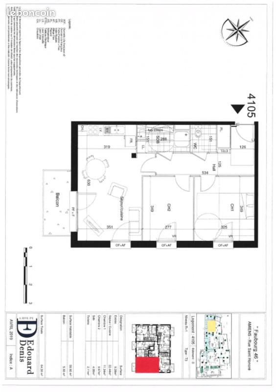 Appartement 3 pièces 58 m² · à Amiens · 58 m² · 746 €/mois