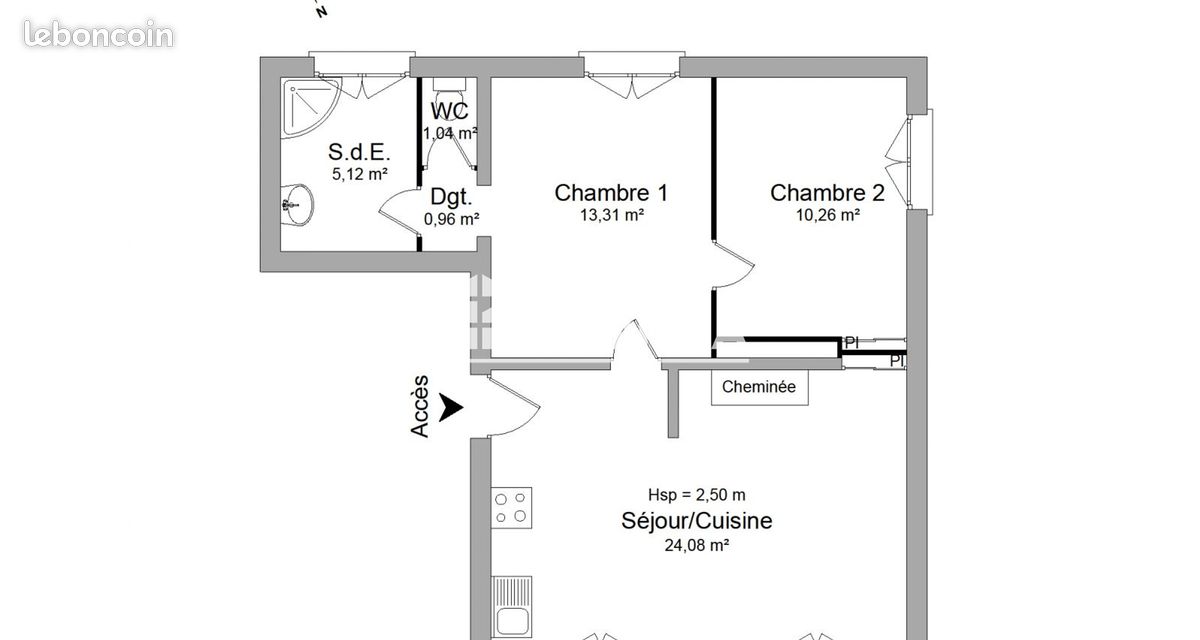 Appartement 3 pièces 53 m² · à Chouzé-sur-Loire · 52,6 m² · 509 €/mois