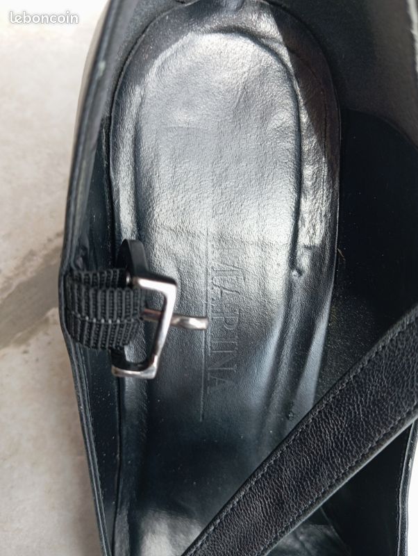 Escarpin noir en cuir taille 37 avec boucle talon 7,5 cm San Marina (image 5)