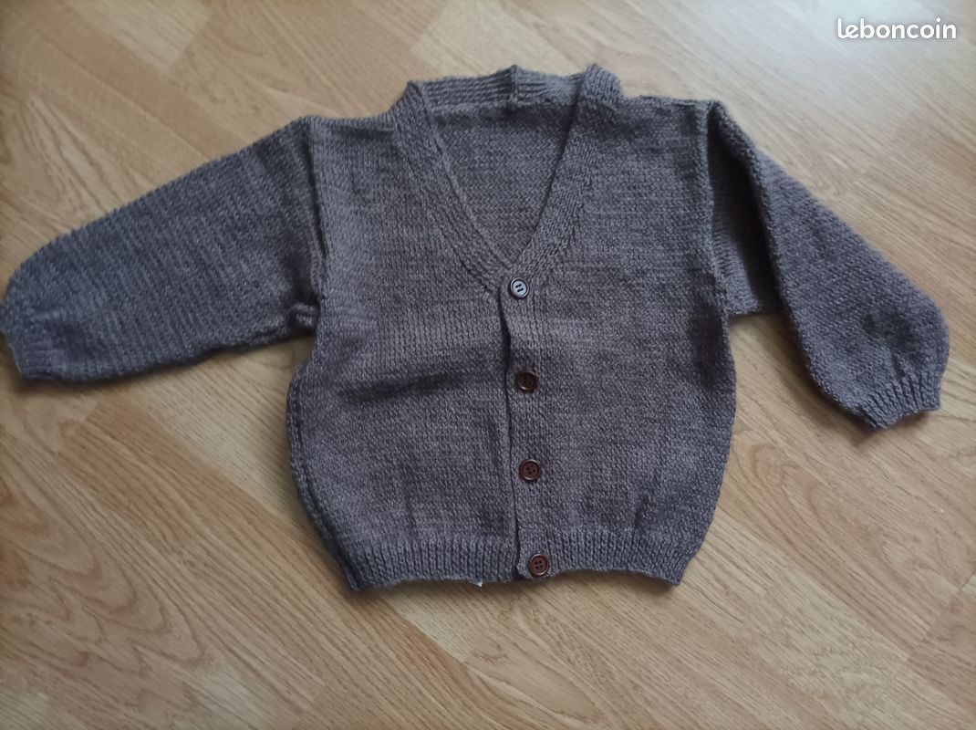 Gilet 12/18 mois garçon fait main 8 (image 2)