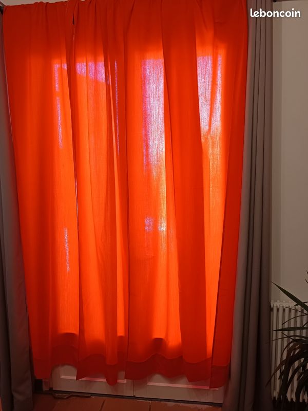 2 paires de rideaux vintage seventies orange (image 1)