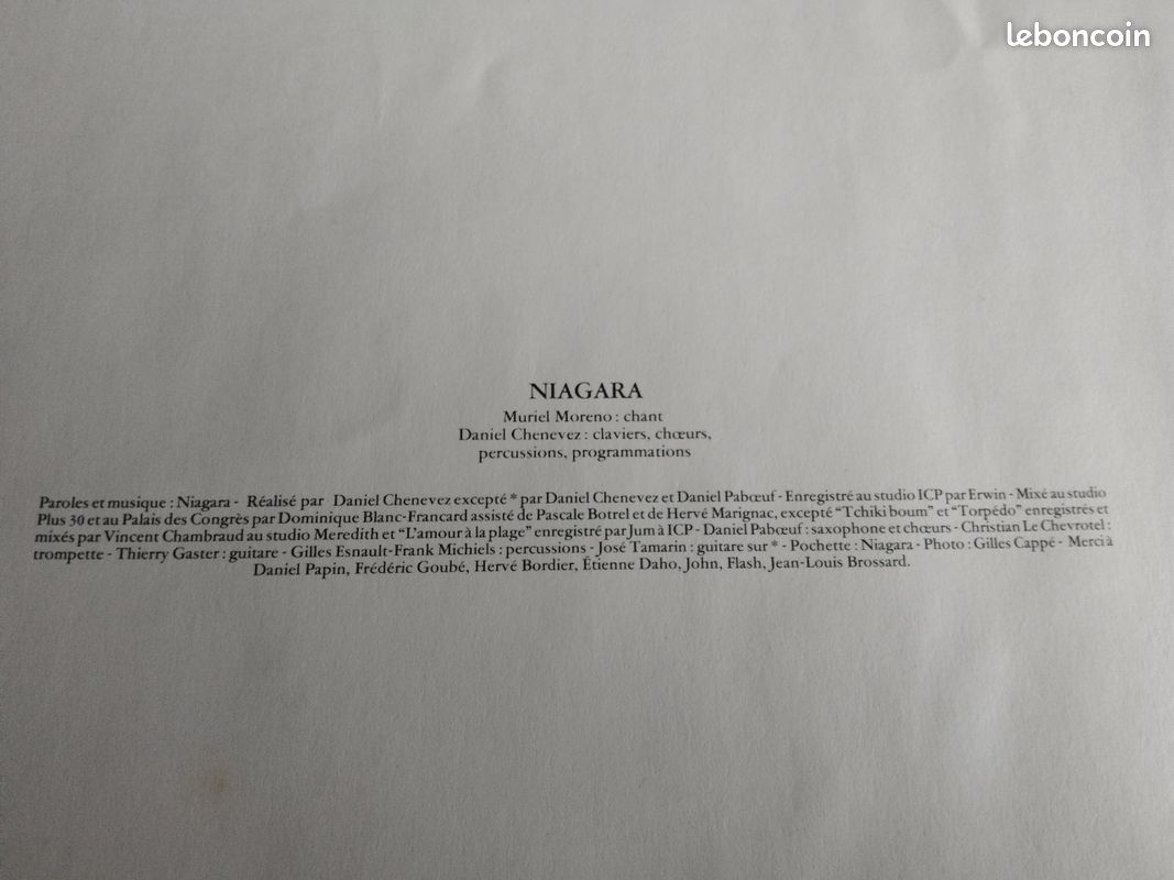Disque vinyle Niagara Encore un dernier baiser de 1986 (image 3)