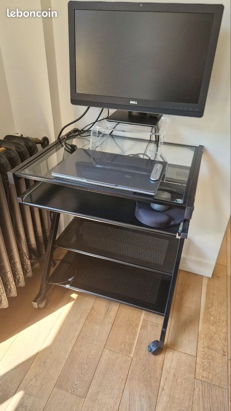 Bureau à roulettes verre et alu (image 1)