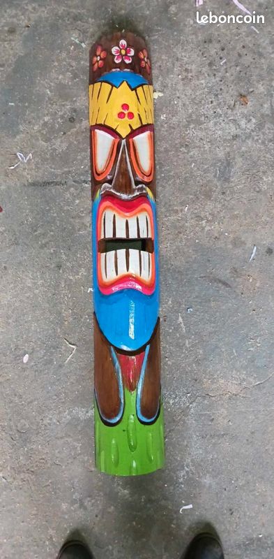Deco Tiki masque 100 cm en bois d albesia motif Tiki bar (image 5)