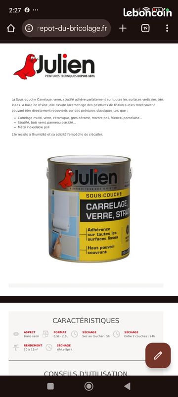 S/ couche carrelage verre et stratifié JULIEN neuf (image 2)