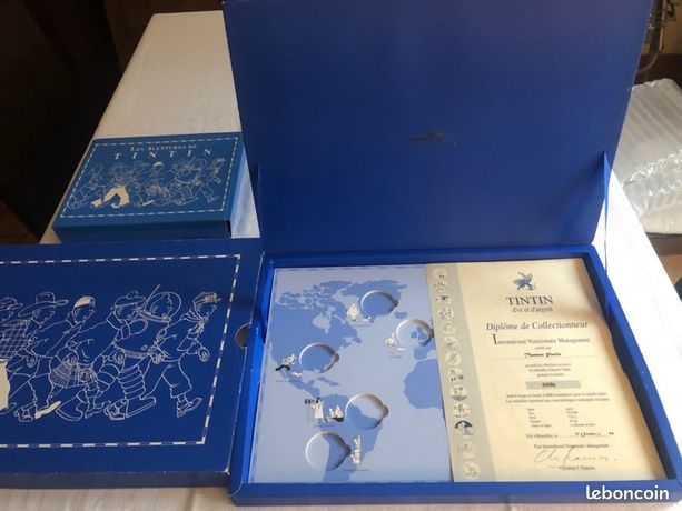 RARE MEDAILLE ARGENT 925 TINTIN MDP 1993 LES SOVIETS NEUF EN BOITE DEFRAICHIE