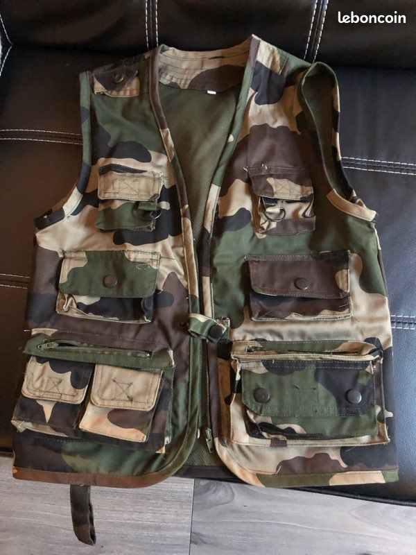Gilet Reporter Enfant Camouflage - Percussion, 10 Poches, Pour Pêche Ou Chasse