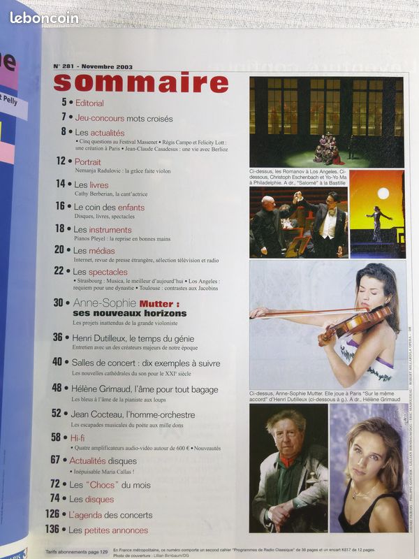 Le Monde de la Musique n° 281 Novembre 2003 (image 2)