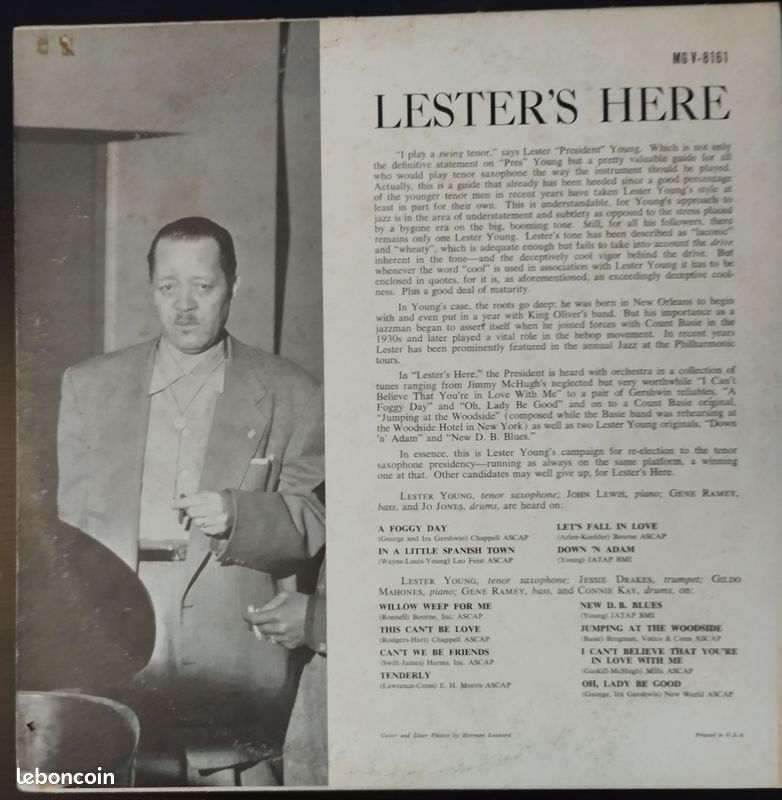 Vinyle Jazz Lester Young Original US (image 2)