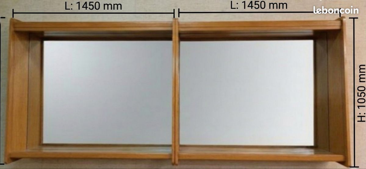 Bibliothèque Murale Vintage XL – Design 60s, Miroir & Vitrine (image 3)