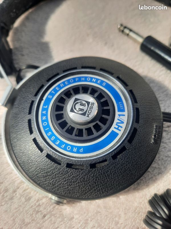 Casque Audio Vintage Koss HV/1 1974 - Professionnel Stéréo, Circum-auriculaire, Noir, Occasion Fonctionnel