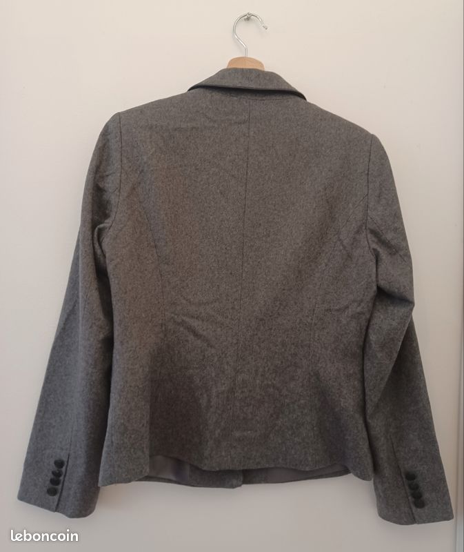 Veste Blazer Femme Vintage En Laine 80% - Taille 38 - Couleur Kaki - Très Bon état Rétro