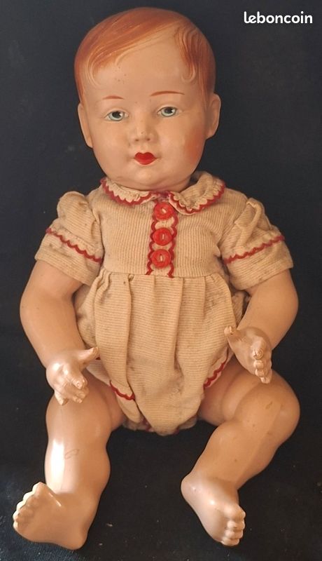 Beau baigneur celluloid blanc petitcollin ? 35 cm (image 1)