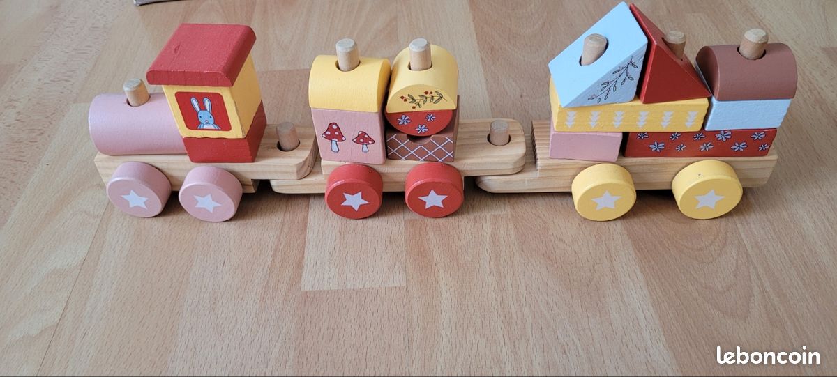 Train en bois à assembler cube à empiler jouet Playtive avec boite (image 3)