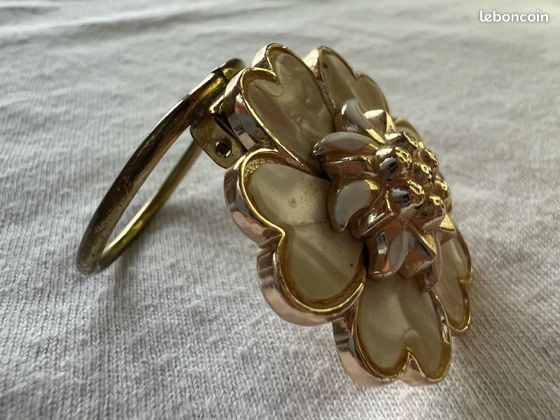 Pince à Foulard Broche Perle Alliage Doré - Bijou Fantaisie Occasion