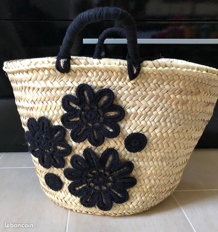 Panier tendance en tbe noir/naturel (image 1)