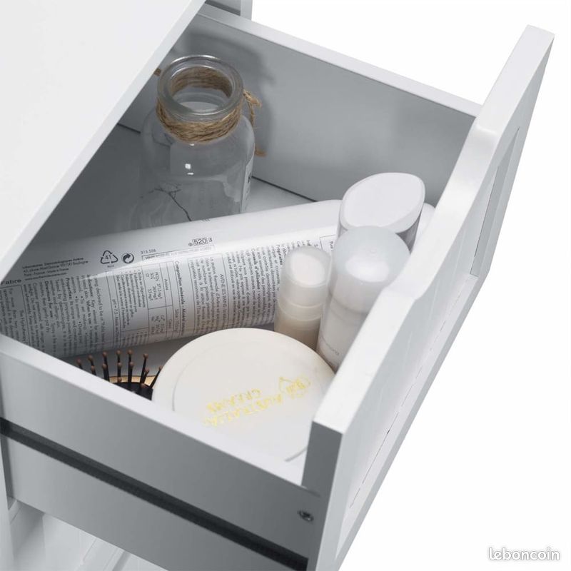 Meuble Armoire Multi Usage Commode 4 Tiroirs Blanche Bois (image 4)