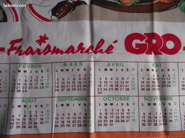 Ancien torchon calendrier 1975 Chopes à bière - Le Grenier de Lisette