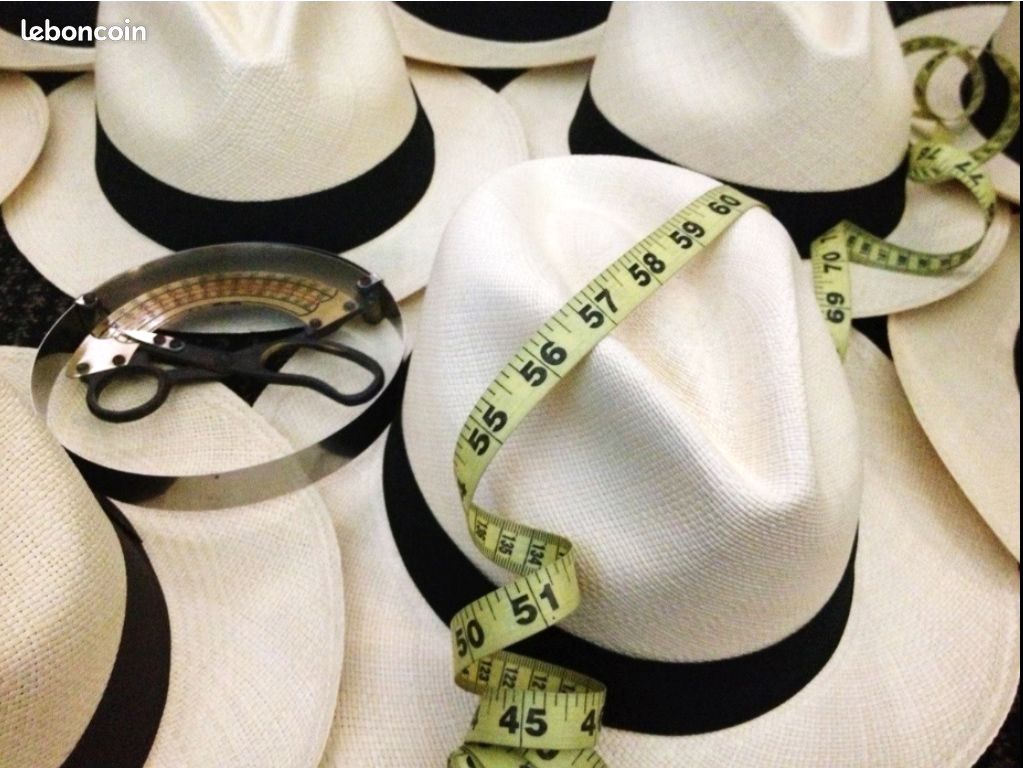 Chapeau Pare-soleil Panama Jack - Blanc, Réglable, Broderie Signature, Vintage