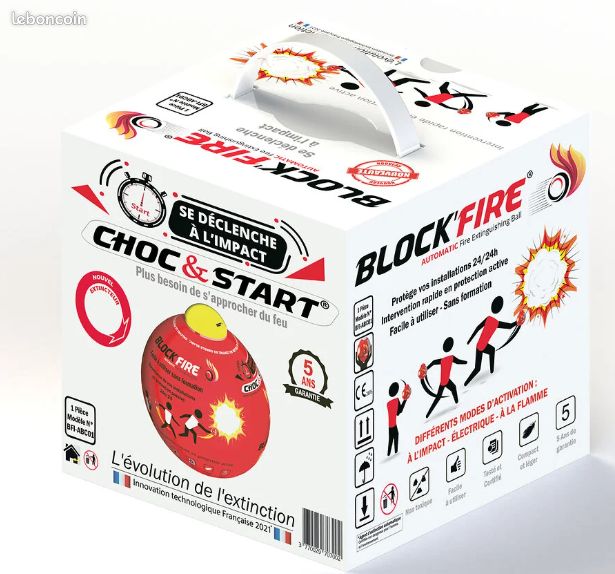 Block Fire –Boule Extinctrice Automatique – Intérieur /Extérieur –NEUF (image 1)