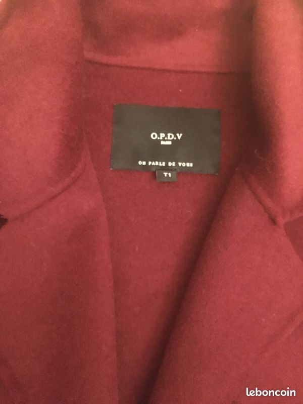 Manteau long bordeaux OPDV – chic & intemporel – T1 (36/38) (image 3)