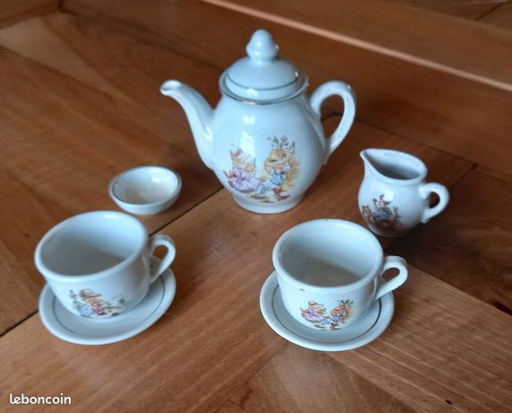 Service à Café De Poupée Ancien - Porcelaine Française, Fin XIXe-1900
