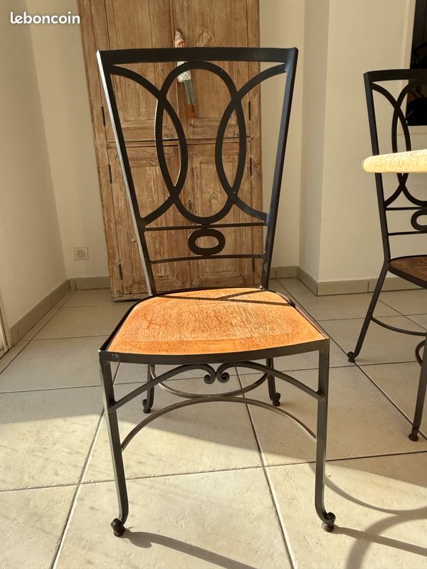 Lot de 6 chaises bois et chiffon (image 1)
