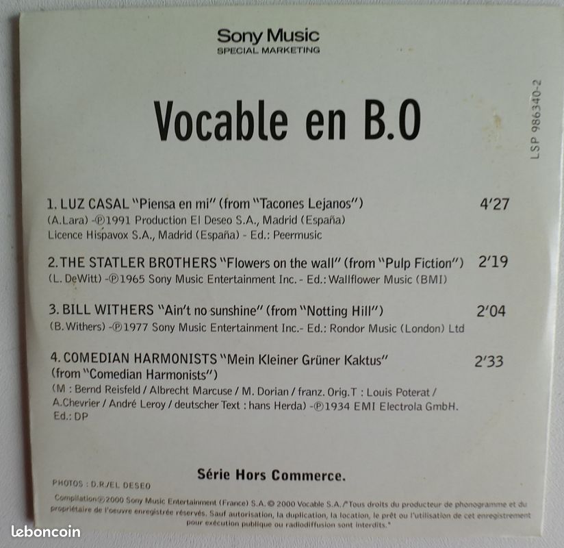 CD 4 titres Cinéma (image 2)